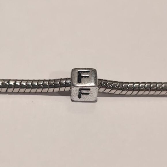 Silver F‎ Spacer Charm for Pandora Style Bracelet - Picture 1 of 5